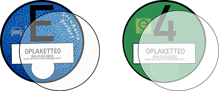 Películas autocolantes para a E-Plakette azul e o autocolante ambiental alemão