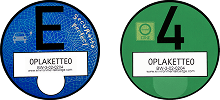 E-Plakette azul e vinheta ambiental verde